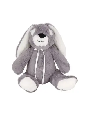 Omarı Sevimli Gri Fiyonklu Tavşan Oyuncak