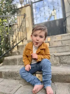 Trend Fitilli Kadife Çocuk Takımı Hardal