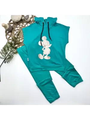 Göz Alıcı Payetli Mickey Desenli 3-4-5 Yaş Çocuk Takımı