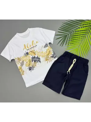 3/5 Yaş Aloha Yaprak Baskılı Çocuk Takımı