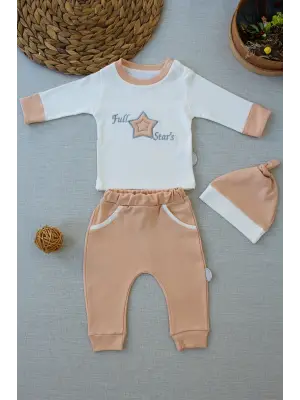 Göz Alıcı Yıldız Nakışlı Uzun Kollu Erkek Bebek Takımı