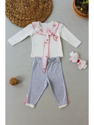 Şık Fırfır Detaylı Kız Bebek Takımı