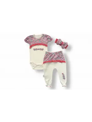 Zarif Bandanalı Kısa Kollu Bebek Takımı