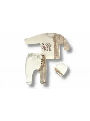 Şık Minik Sincap Nakışlı Uzun Kollu Kız Bebek Takımı