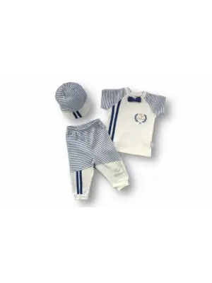 Yüksek Kalite Nakışlı Erkek Bebek Takımı Ekru