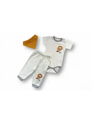 Çarpıcı Yavru Aslan Nakışlı Erkek Bebek Takımı