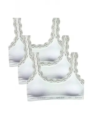 Omarı Dantel İşlemeli Bambu Kadın Büstiyer Beyaz