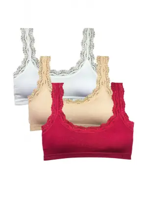 Omarı Yumuşak Bambu Kumaşlı Dantel İşlemeli Kadın Büstiyer