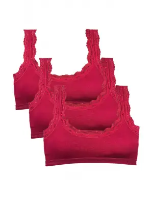 Omarı Dantel İşlemeli Pedli Kadın Büstiyer - Bordo