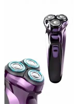 3 Bıçaklı Döner Başlıklı Sakal Sıfır Alma Tıraş Makinesi Profesyonel Paslanmaz Çelik