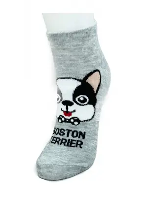 3 Çift Sevimli Köpek Temalı Baskılı Yumuşak Kadın Bilek Çorap