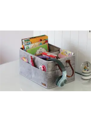 Omarı Çok Amaçlı Deri Organizer Kutu Keçe Sepet