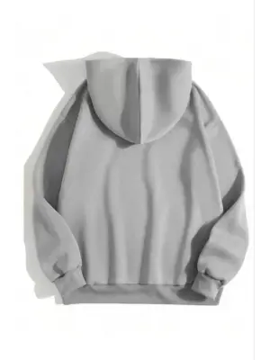 3 İplik Pamuklu Unisex Kapşonlu Sweetshirt - Gri