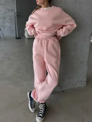 Pembe Lastik Paça Eşofman Kadın Giyim