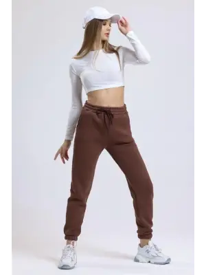 Kahve Paça Lastikli Eşofman Kadın Giyim