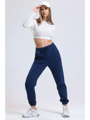 Lacivert Paça Lastikli Eşofman Kadın Giyim