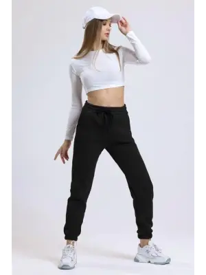 3 iplik şardonlu paça lastikli eşofman siyah is001