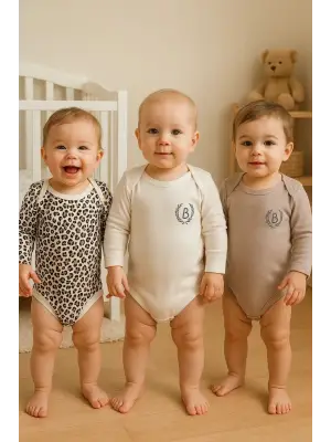 3lü Naturel Bebek Badi Zıbın -%100 Pamuk