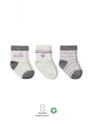 3lü Penye Boy And Girl Soket Çorap Bs10114 Gri