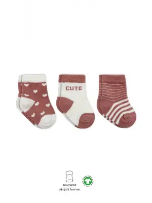 3lü Penye Cute Stars Soket Çorap Bs10115 Pudra