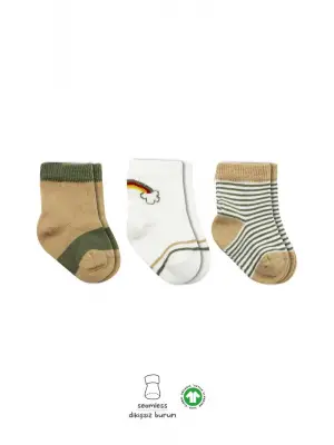 3lü Penye Rainbow Soket Çorap Bs10113 Nil