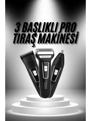 3lü Set Saç Sakal Kesme Traş Makinesi Burun Kılı Alma Tıraş Makinesi