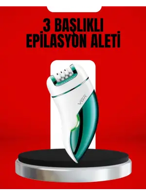 3ü 1 Arada Epilatör Su Geçirmez Metal Başlıklı Led Işıklı 90 Dakika Şarjlı