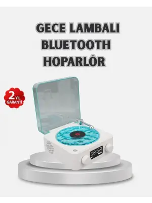 3-ü-1 Gece Işığı Bluetooth Hoparlör Dijital Saat Vintage Plak Çalar Tasarımlı
