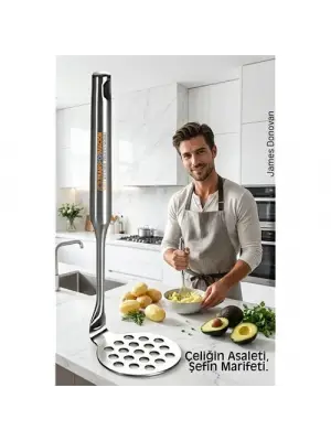 304 Paslanmaz Çelik Lüks Patates Ezici - 23 cm Profesyonel Püre Yapıcı & Mutfak Gereci