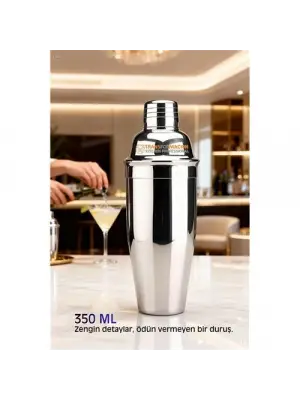 350 ml Inox Shaker - Kokteyl Karıştırma Kabı  Süzgeçli Bar Shaker Paslanmaz Çelik