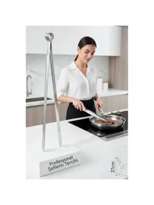 37 cm XXL Izgara Maşası – Paslanmaz Çelik, Profesyonel Mutfak ve Barbekü Kullanımı