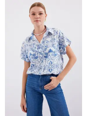 3711 Yarım Kol Gömlek - D.Mavi