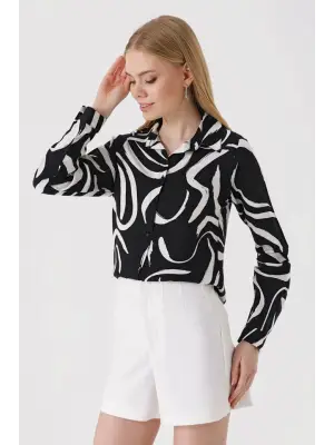 Çarpıcı Grafik Desenli Gömlek