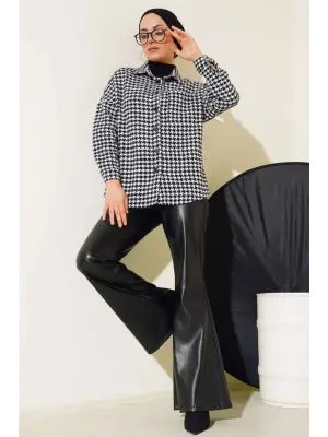 3852 Kazayağı Desen Gömlek - Siyah