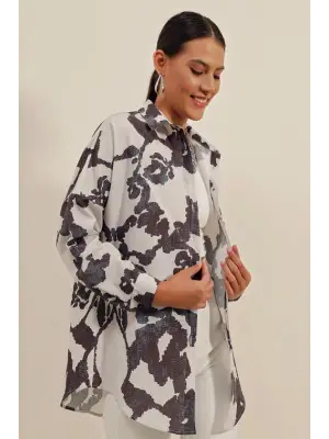 3900 Oversize Uzun Basic Gömlek - D. Siyah