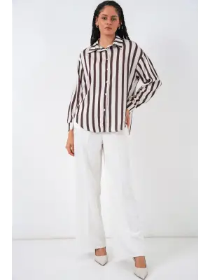 Şık Hafif Dökümlü Saten Gömlek