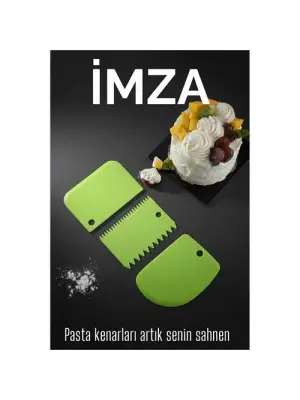 3’lü Dekoratif Şekillendirme Aparatı Hamur Pasta Kesici Kazıma  (Düz, Dişli, Kavisli)