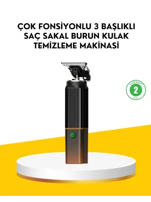 3’ü 1 Arada Şarjlı Erkek Bakım Seti – Saç, Sakal Ve Burun Tüyü Kesme Makinesi