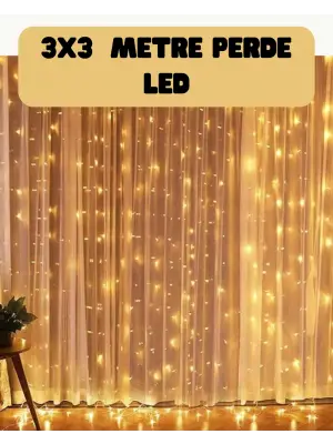 3x3 Metre Perde Led Işık Sıcak  Şelale Tasarım Dekoratif Aydınlatma