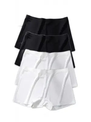 4 Adet Siyah Beyaz Dikişsiz Görünmez İz Yapmaz Mini Şort Boxer Kadın Giyim