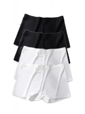 4 Adet Kadın Dikişsiz Görünmez İz Yapmaz Mini Şort Boxer Siyah Beyaz