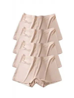 4 Adet Kadın Dikişsiz Görünmez İz Yapmaz Mini Şort Boxer Ten