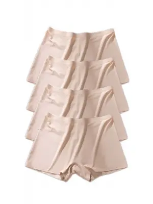 4 Adet Kadın Dikişsiz Görünmez İz Yapmaz Mini Şort Boxer Ten