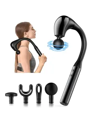 4 Başlıklı Uzun Saplı Ergonomik Profesyonel Sporcu Masaj Tabancası