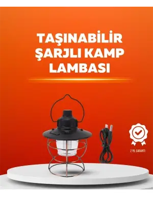 4 Fonksiyonlu Dekoratif Kamp Lambası – Tungsten Ampul, Usb Çıkışlı