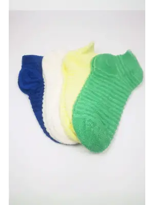 Omarı Rengarenk Kadın Bilek Çorapları - Patik Desenli 4lü Paket