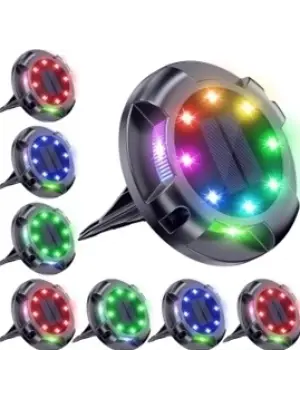 4lü Solar Panelli Kazıklı Zemin Solar Ledi 8+4 Led Rgb