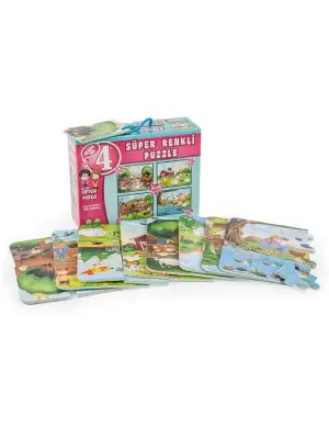 Omarı Süper Renkli 4lü Çiftlik Puzzle Seti