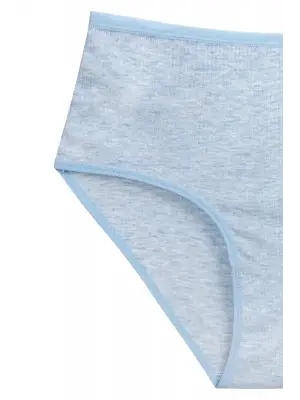 4lü Yeni Seri Renkli Yüksek Bel Fitilli Ribana   Külot Turquaz Gri