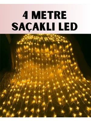 4 Metre Icicle Şelale Led Yılbaşı Perde Işık Sıcak Ambiyans